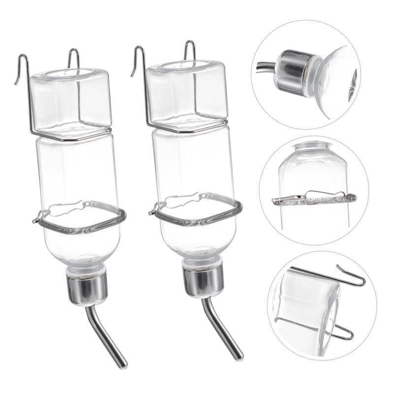2 Pcs Bunny Water Bottle Hanging Pet Dispenser Leak Proof Plastic Drinking Fountain for Rabbit Guinea Pig Hamster Cage - Image 4
