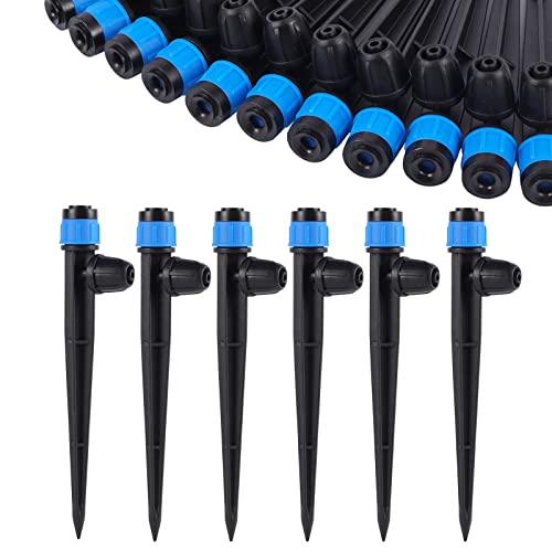 FULAIERGD Drip Irrigation Emitters with Adjustable 360 Degree Water Flow Drippers Sprayer for 1/4 inch Tubing, Garden Drippers Sprayer Perfect for House Garden Watering System. (25pcs-Blue 360 Degree Sprayer) - Image 1