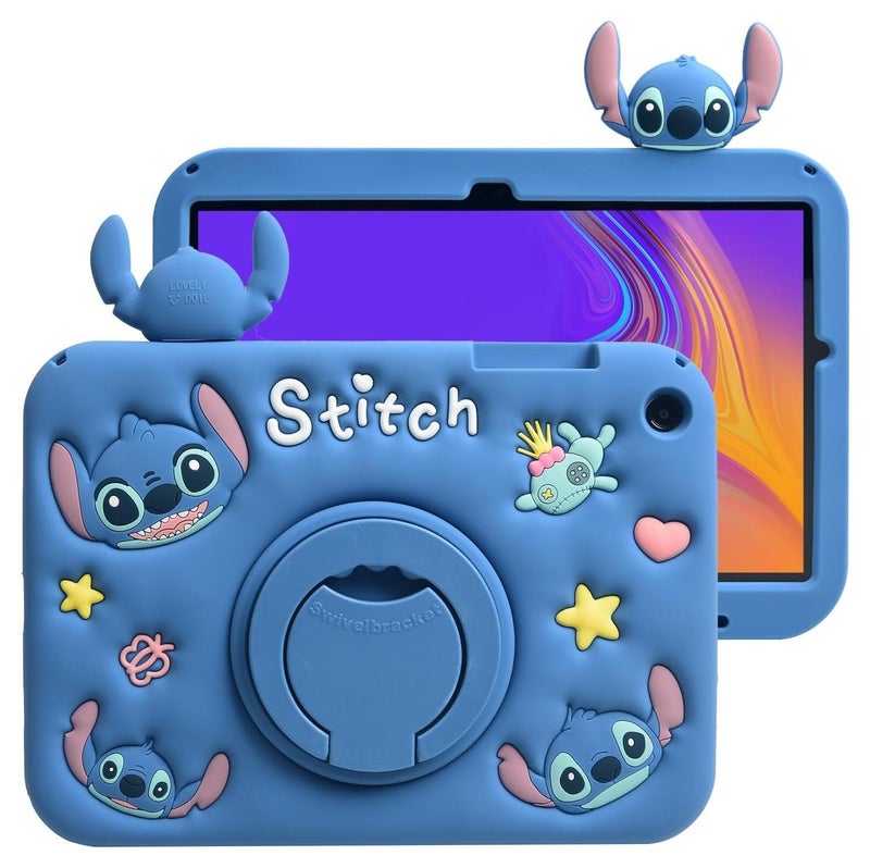 Samsung Galaxy Tab A9 Plus، 3D لطيفة كارتونية ناعمة السيليكون ستاند 【مضادة للسقوط، مقاومة للصدمات، مانعة للانزلاق】 مقبض حامل قلم للأطفال والمراهقين - Image 1