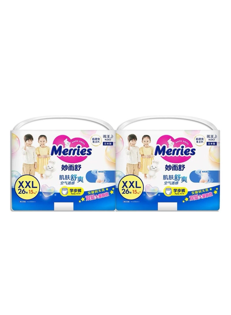 Merries Kao toddler pants XXL24-26pcs, 15-28kg, 2packs, Japan import，incremental unisex，pants diapers are not tape diapers