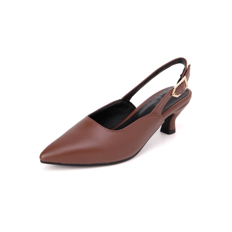 Spring 2024 Thin Heel Medium Heel 33-54 Size Size Pointed Solid Color Baotou Sandals For Women - Image 1