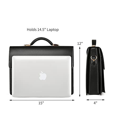 Ecentaur Briefcases for Men Business Mens Leather Briefcase Locking Black Laptop Messenger Bag Lawyer Hard Case - Image 3