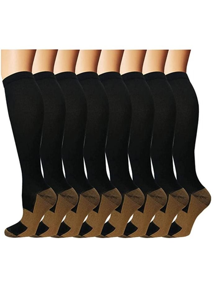 SYOSI Copper Compression Socks for Women & Men Circulation - Best for Running, Athletics, Cycling, Nurses, Flight, and Traveling (8 Pairs)  - Image 1