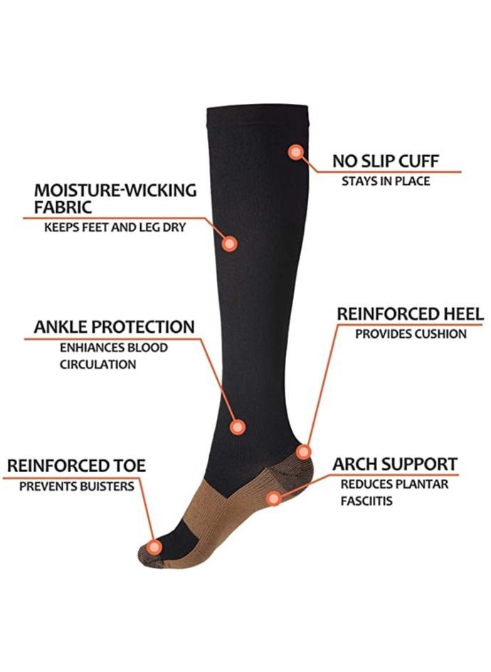 SYOSI Copper Compression Socks for Women & Men Circulation - Best for Running, Athletics, Cycling, Nurses, Flight, and Traveling (8 Pairs)  - Image 2