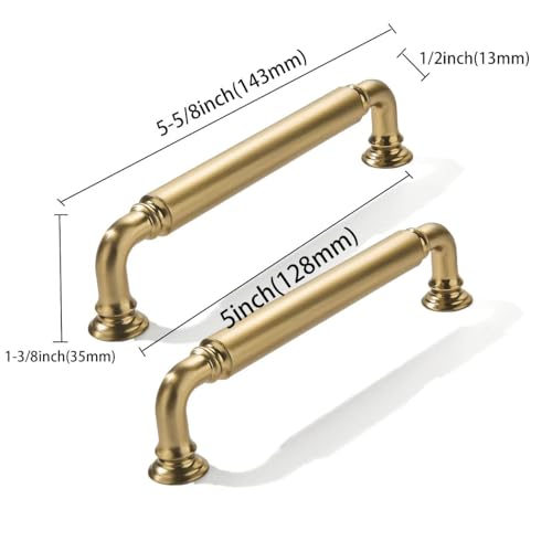 CABDM 10 Pack 5 Inch Hole Center Champagne Bronze Cabinet pulls Champagne Brass HeavyDuty Solid Cabinet Handle Hardware Suitable for cabinets Dressers Kitchens and Bathroom cabinets - Image 3