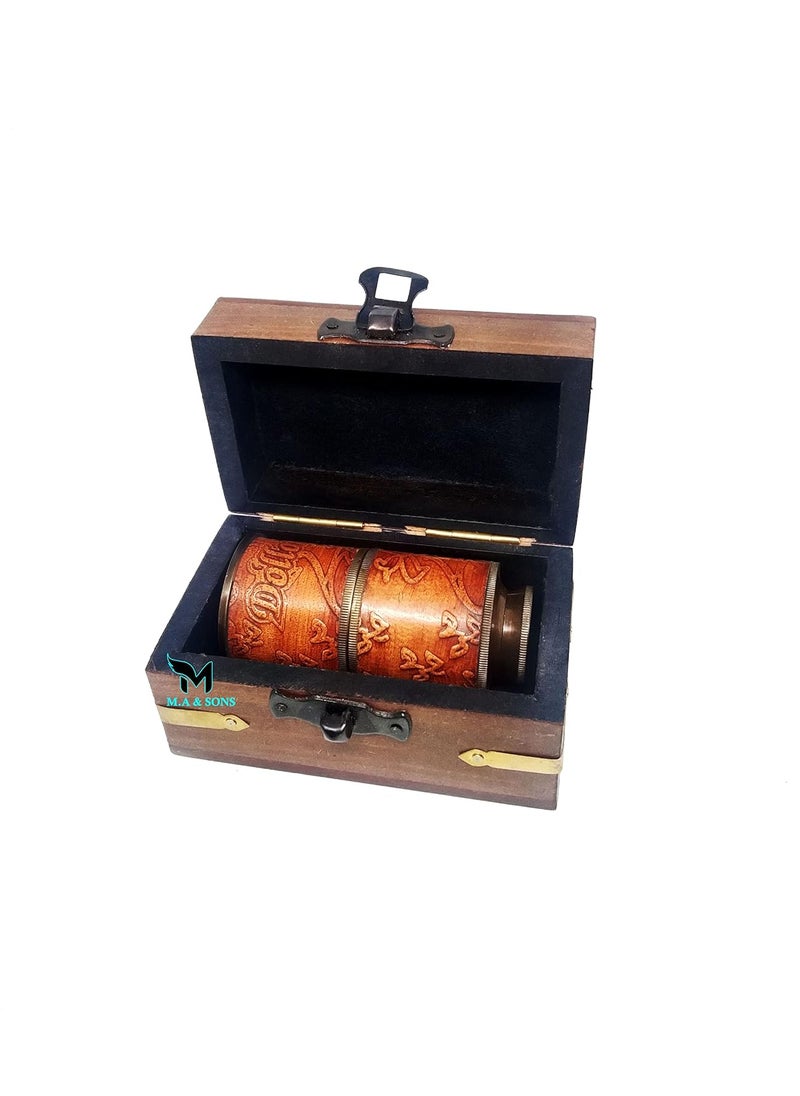 M.A & SONS COMPASS MA SONS 5 Brass Dollond London 1920 Telescope with Wooden Box Personalized Available  - Image 5