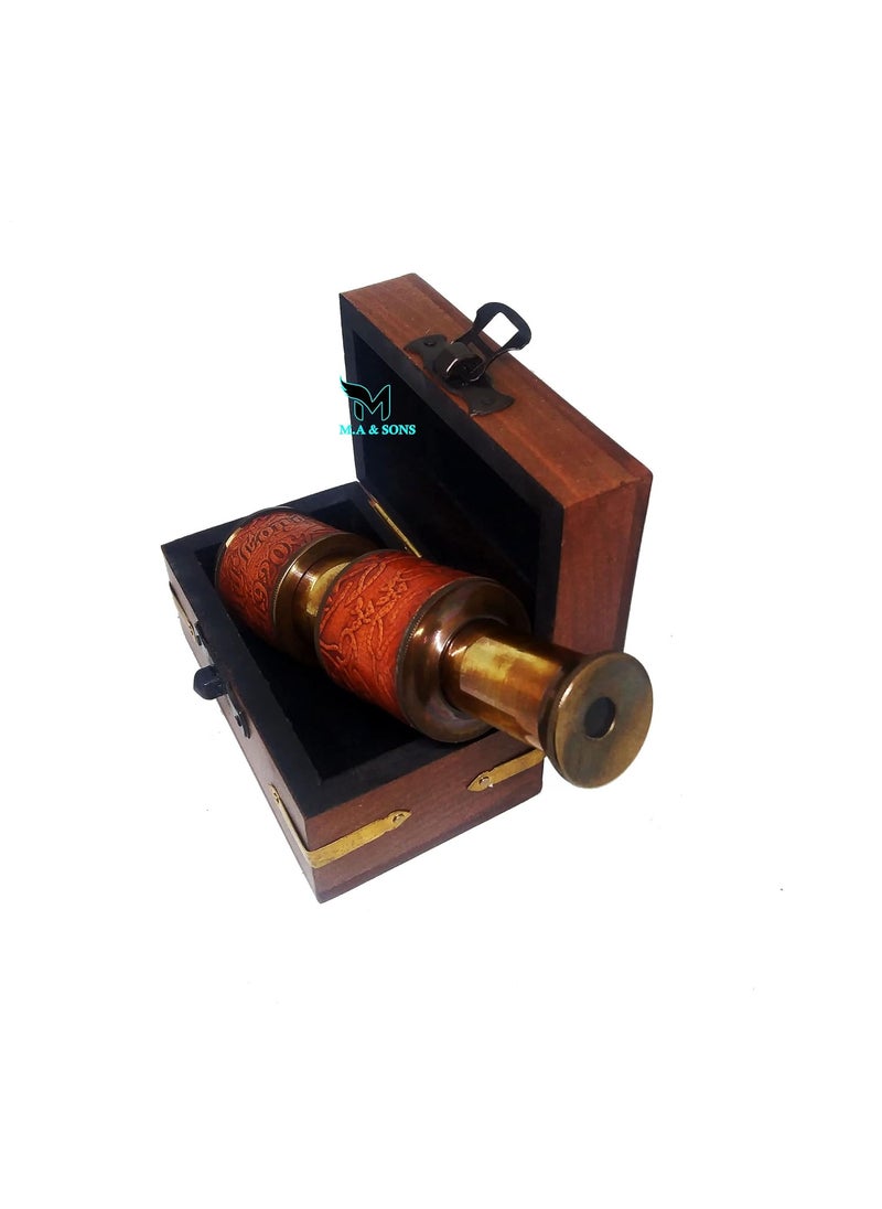 M.A & SONS COMPASS MA SONS 5 Brass Dollond London 1920 Telescope with Wooden Box Personalized Available  - Image 3