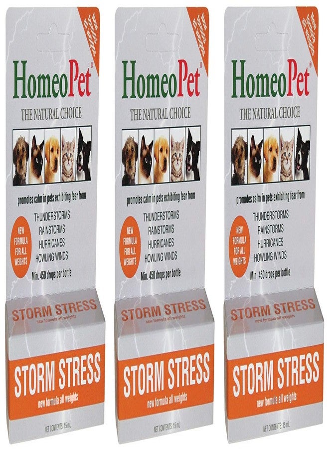HomeoPet Storm Stress, 3 450-Drop Bottles, Natural Pet Anxiety Relief for All Weights