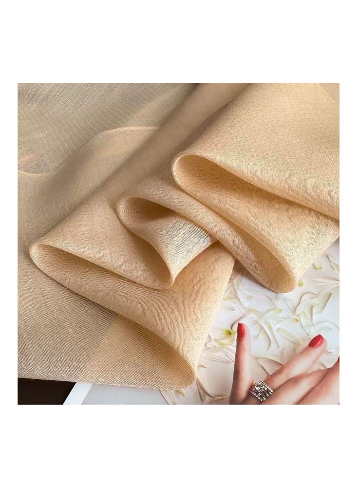 Zeemey Women's beige and light khaki embroidered silk scarf, soft material with delicate pink and gold floral embroidery, exquisite and elegant, can be used as a scarf or shawl, showing a gentle temperament, 200*70cm - Image 4