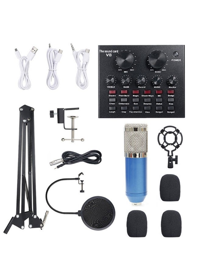 NIBEMINENT 13-Piece Multi-Functional Live Sound Card Set Black/Blue/Silver  - Image 1