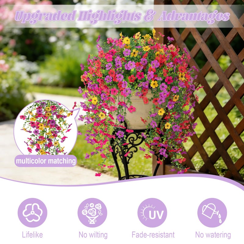Hrobek 8 PCS Fake Artificial Hanging Flowers for Outdoors Decoration, Faux UV Resistant Artificial Outdoor Flowers, Fake Plants Look Real Daisy No Fade Spring Decor for Porch Home Patio Balcony and Yard - Image 4