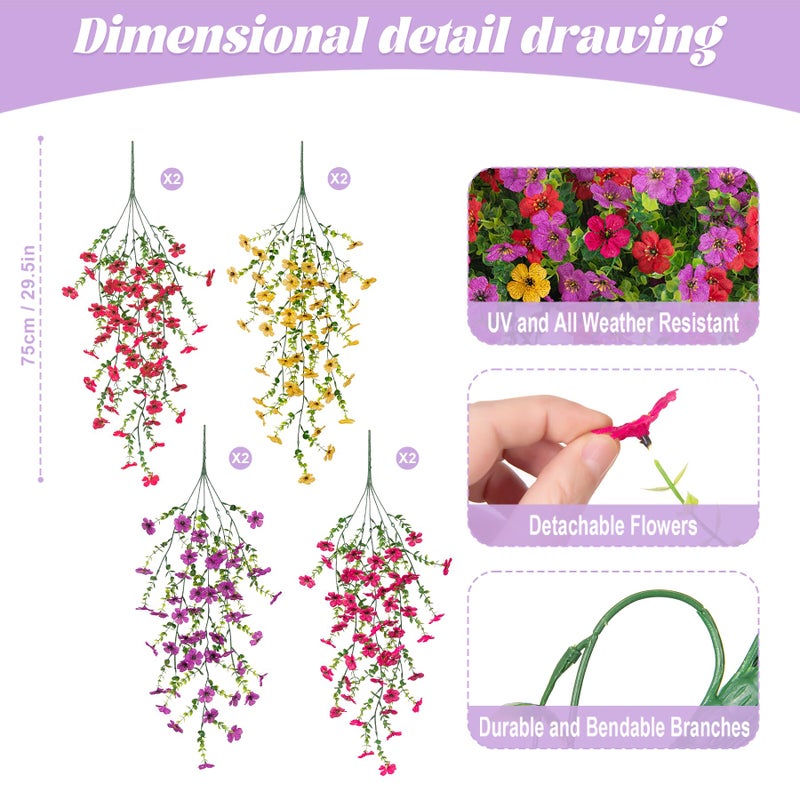 Hrobek 8 PCS Fake Artificial Hanging Flowers for Outdoors Decoration, Faux UV Resistant Artificial Outdoor Flowers, Fake Plants Look Real Daisy No Fade Spring Decor for Porch Home Patio Balcony and Yard - Image 2