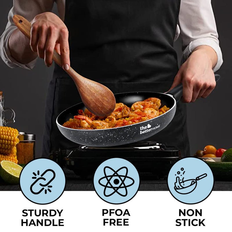 The Better Home Non Stick Frying Pan 24cm | Gas & Induction Compatible | Granite Finish | 4-Layer Non-Stick Coating - Image 2