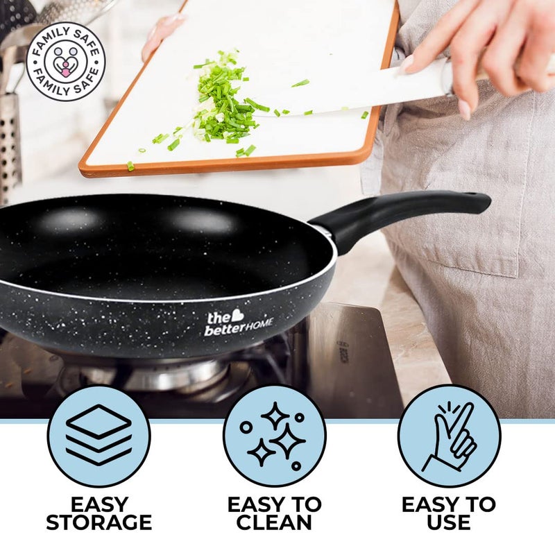 The Better Home Non Stick Frying Pan 24cm | Gas & Induction Compatible | Granite Finish | 4-Layer Non-Stick Coating - Image 5