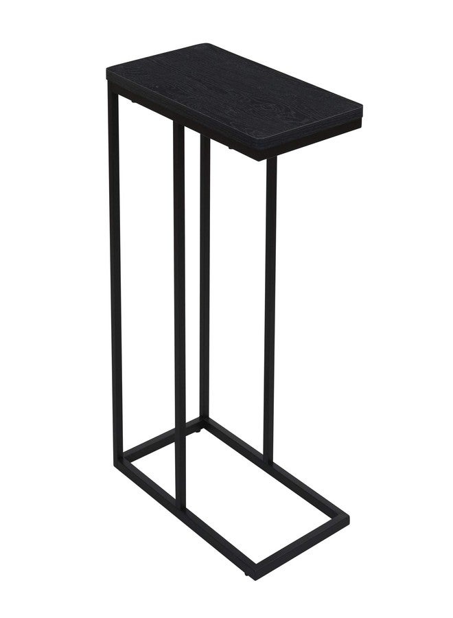 Household Essentials Jamestown C-Shaped for Accessibility Side End Table Black Oak Wood Grain and Black Metal - Image 1