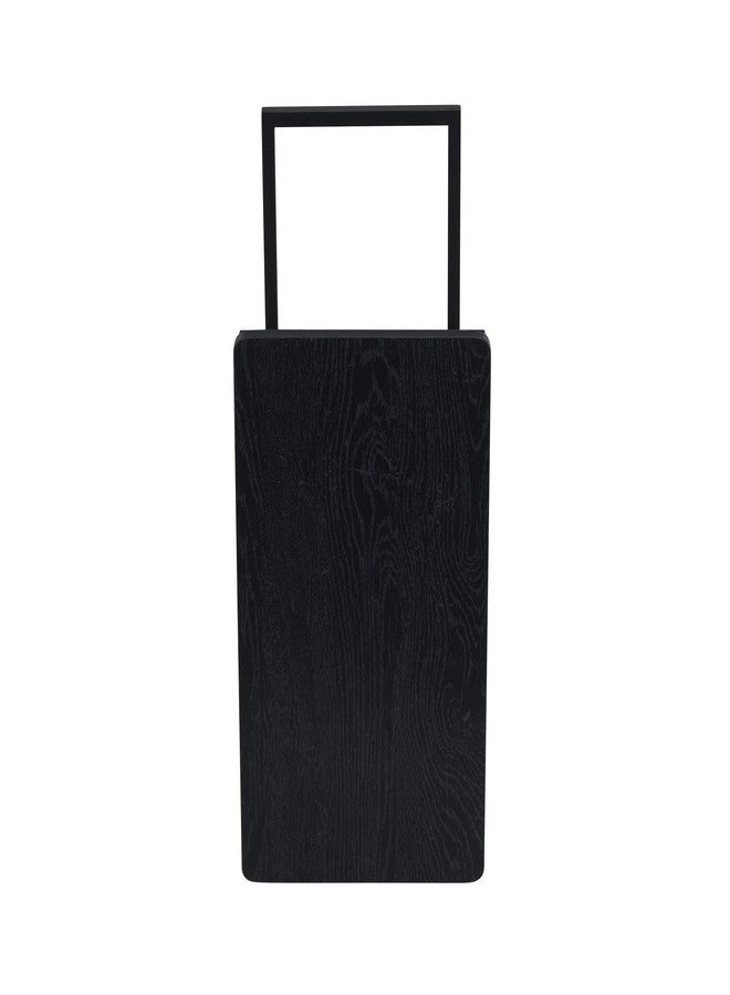Household Essentials Jamestown C-Shaped for Accessibility Side End Table Black Oak Wood Grain and Black Metal - Image 5