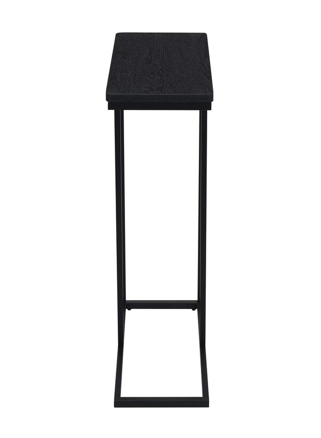 Household Essentials Jamestown C-Shaped for Accessibility Side End Table Black Oak Wood Grain and Black Metal - Image 2