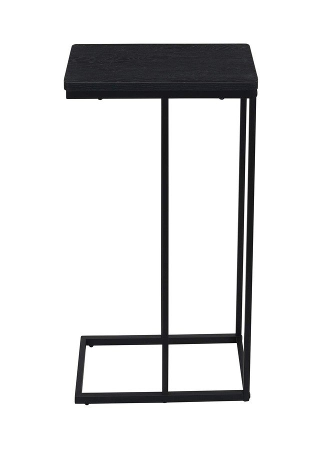 Household Essentials Jamestown C-Shaped for Accessibility Side End Table Black Oak Wood Grain and Black Metal - Image 3