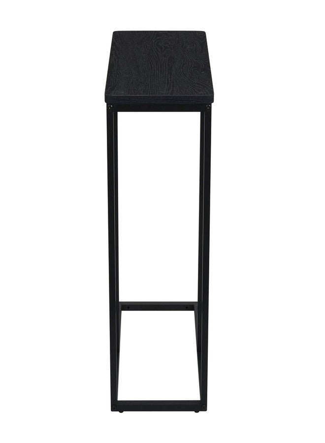 Household Essentials Jamestown C-Shaped for Accessibility Side End Table Black Oak Wood Grain and Black Metal - Image 4