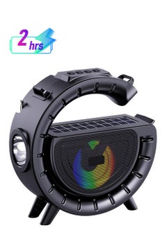 General Solar Bluetooth Speaker G-Shape Portable Radio Speaker Support/FM Radio/TF Card 1200mAh Battery Powered Wireless Speakers with LED Lights for Outdoor Indoor Party Camping Hiking Cycling  - Image 1