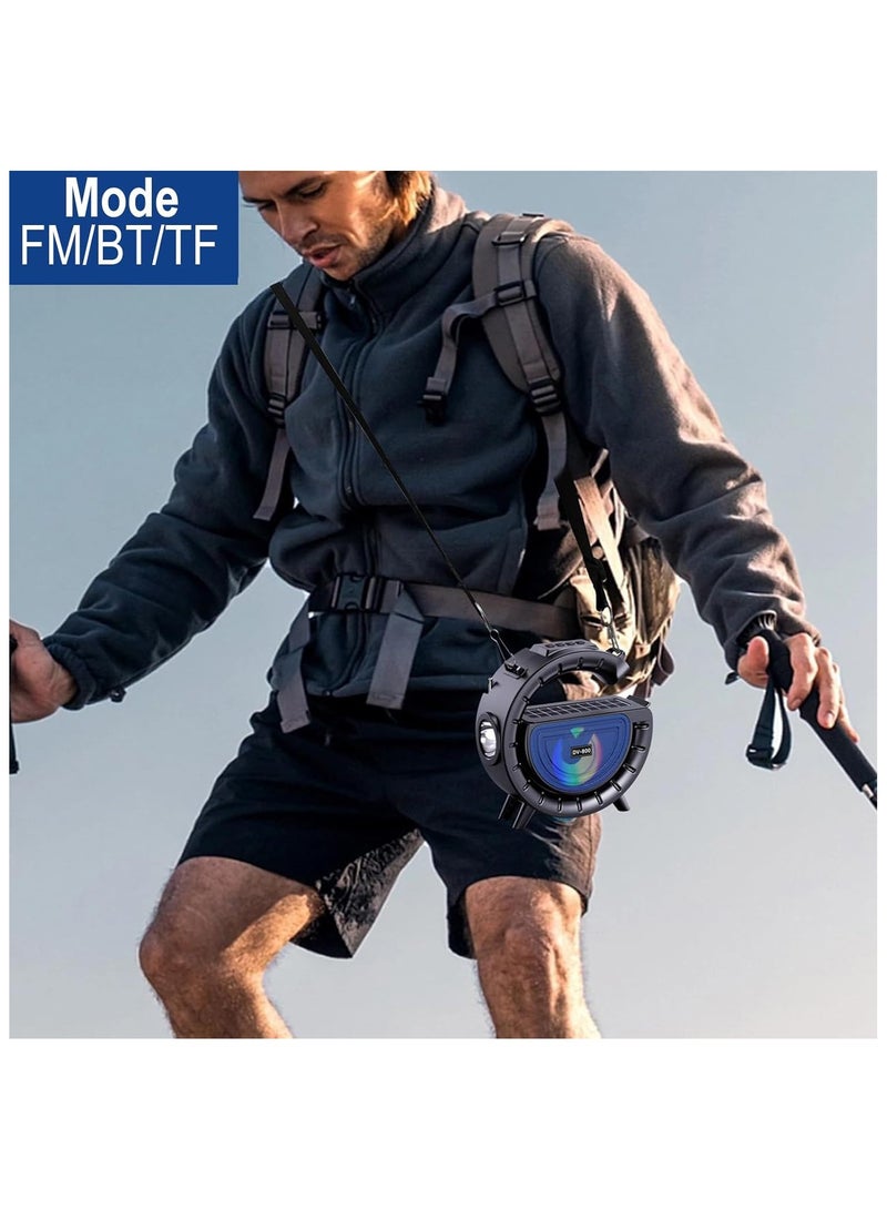 General Solar Bluetooth Speaker G-Shape Portable Radio Speaker Support/FM Radio/TF Card 1200mAh Battery Powered Wireless Speakers with LED Lights for Outdoor Indoor Party Camping Hiking Cycling  - Image 2