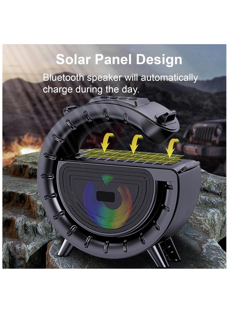 General Solar Bluetooth Speaker G-Shape Portable Radio Speaker Support/FM Radio/TF Card 1200mAh Battery Powered Wireless Speakers with LED Lights for Outdoor Indoor Party Camping Hiking Cycling  - Image 3