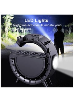 General Solar Bluetooth Speaker G-Shape Portable Radio Speaker Support/FM Radio/TF Card 1200mAh Battery Powered Wireless Speakers with LED Lights for Outdoor Indoor Party Camping Hiking Cycling  - Image 4