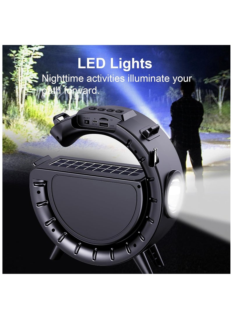 General Solar Bluetooth Speaker G-Shape Portable Radio Speaker Support/FM Radio/TF Card 1200mAh Battery Powered Wireless Speakers with LED Lights for Outdoor Indoor Party Camping Hiking Cycling  - Image 4
