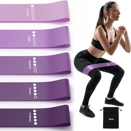 RenoJ Resistance Bands for Working Out, Elastic Exercise Workout Bands for Women and Men, 5 Set of Stretch Bands for Booty Legs, Pilates Flexbands - Image 4