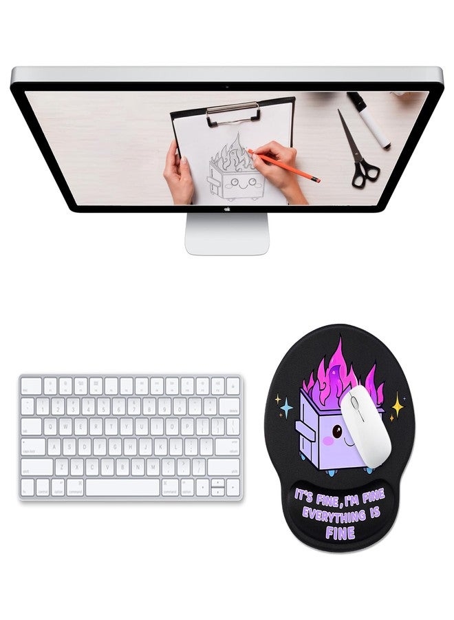 Hancynir Ergonomic Mouse Pad with Wrist Support, Cute Funny Gel Mouse Pads Wrist Rest, Dumpster on Fire Comfortable Computer Mousepad for Gaming Laptop Work Home Desk Accessories Office Supplies Decor - Image 2