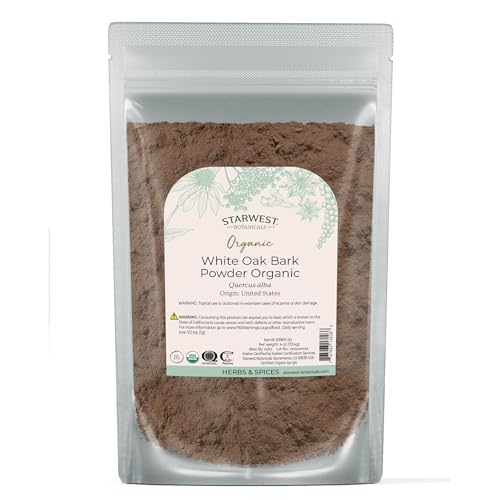 Starwest Botanicals White Oak Bark Powder Organic - Dried Herb for Tea & Natural Herbal Blends, Pure Quercus Alba, Certified Kosher, Non-GMO - 4 oz Pouch - Image 1