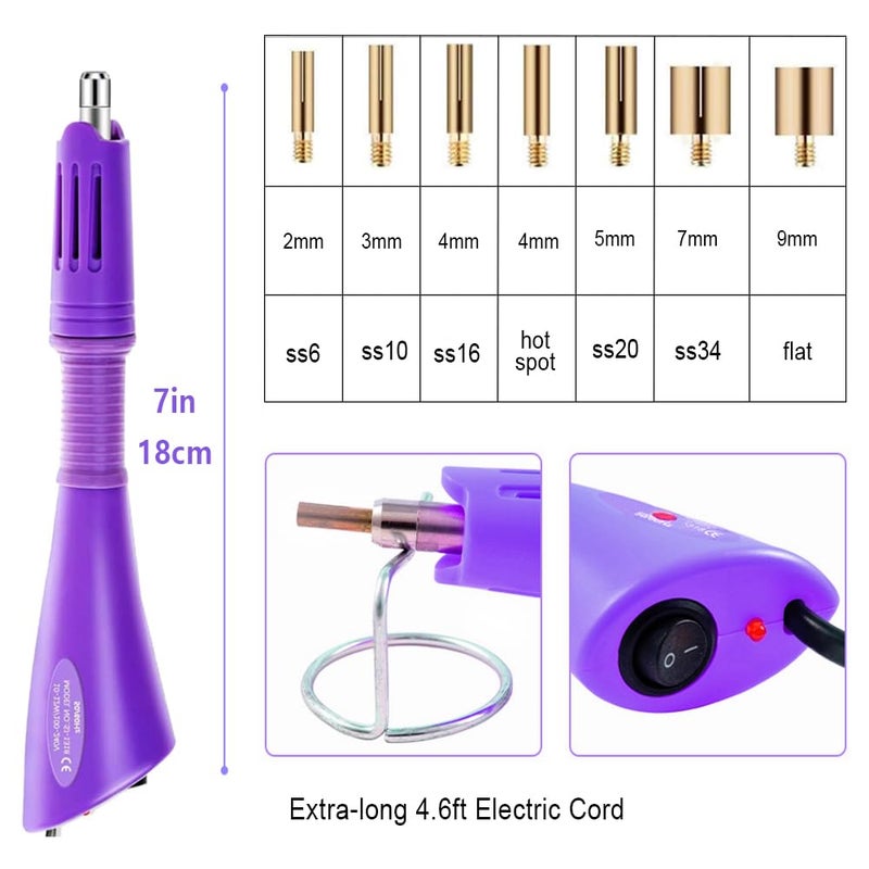 BLINGINBOX Hotfix Applicator Tool 2 Boxes of 4000 Pieces Rhinestone Applicator Set with 7 Different Sizes Nozzles Cleaning Kit Tweezers Brush for Clothes and Shoes - Image 2