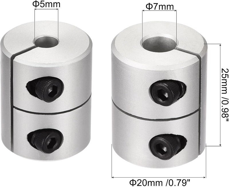 uxcell 2pcs 5mm to 7mm Shaft Coupling 25mmx20mm Coupler Aluminum Alloy Joint Motor for 3D Printer CNC Machine DIY Encoder - Image 2