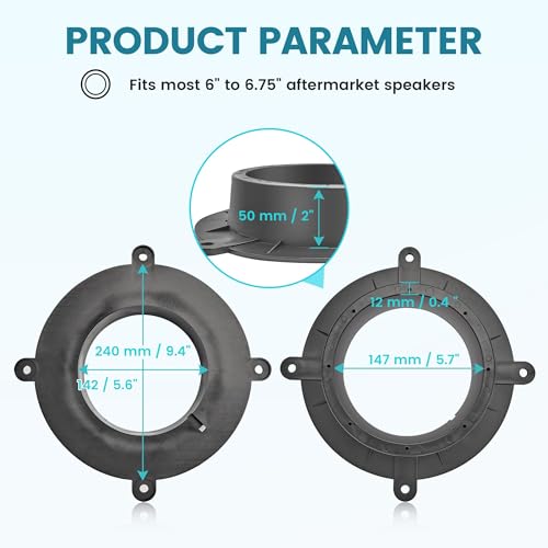 NuIth 6-6.75 inch Front Door Speaker Spacer Bracket Adapter for 2013-2020 Mazda 3 6 CX-5 CX-9 Speaker Plate Install Bose Subwoofer Adapter Ring - Image 3