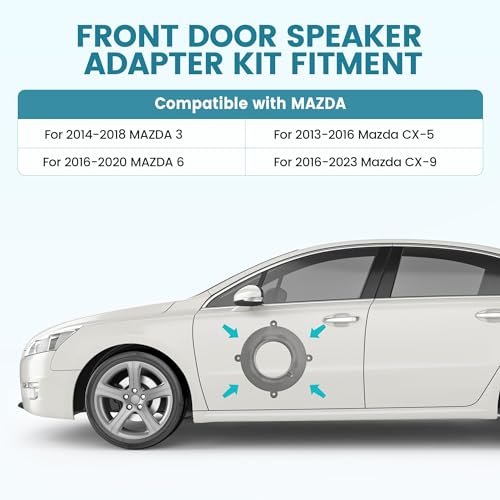 NuIth 6-6.75 inch Front Door Speaker Spacer Bracket Adapter for 2013-2020 Mazda 3 6 CX-5 CX-9 Speaker Plate Install Bose Subwoofer Adapter Ring - Image 2