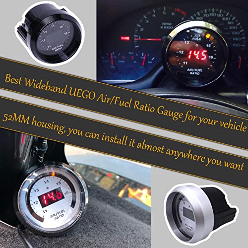 FHRHRY Wideband UEGO Air/Fuel Ratio Gauge 52mm (2-1/16”) with 4.9 LSU Sensor, Digital AFR Controller Gauge, Wideband O2 Control Sensor kit | 0-5V Analog Output (10-20 AFR Range) - Image 5