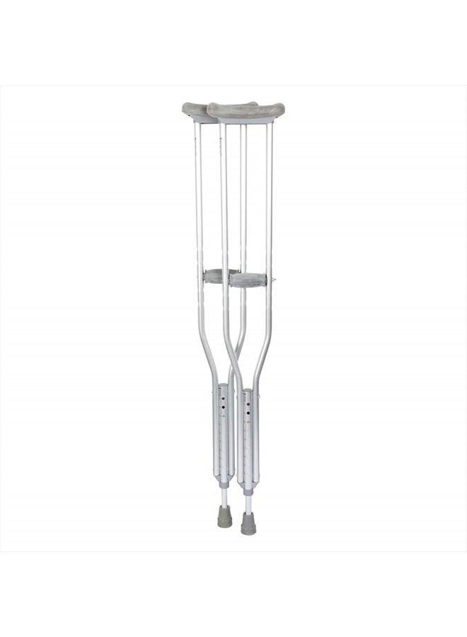 BodyMed Aluminum Crutches, Adult, Tall, 5' 10"–6' 6" – Pair of Lightweight, Height Adjustable Crutches – Includes Padded Underarm Cushions, Hand Grips, & Rubber Tips – Max. Weight Capacity 300 lb.  - Image 1