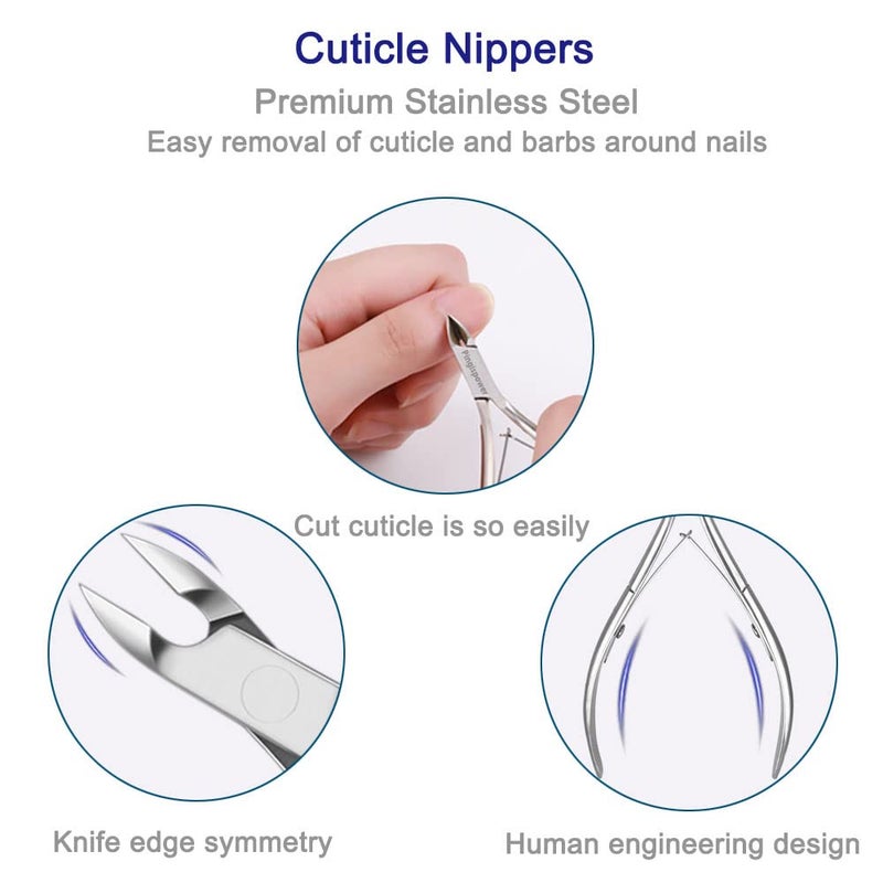 Pingispower Cuticle Trimmer with Pusher, 3PCS Professional Cuticle Nippers and Cuticle Remover Tool, Premium Stainless Steel Durable Manicure Kit for Women Fingernails and Toenails - Image 3