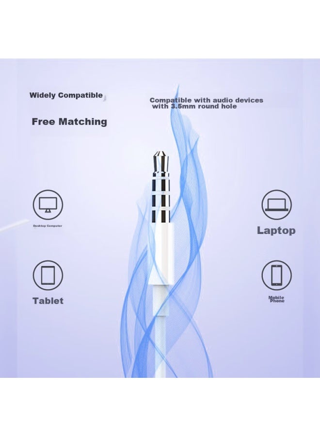 Witgoer Wired Headphones 3.5mm Computer Sleep Round Hole Microphone 2-in With Cable For Laptop, Mobile Phone, Semi In-ear Gaming E-sports Round Tip - Image 2