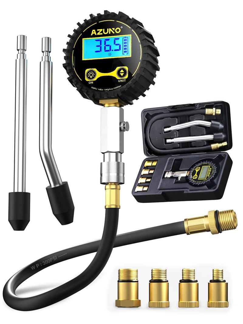 AZUNO Compression Tester Automotive Digital Compression Gauge 200 PSI for Petrol Engine Cylinder Compression Tester Kit with Adapter Hose