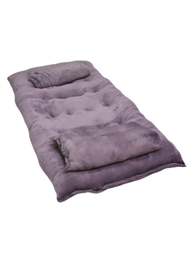 SMART HOME - 4 in 1 guest package consists of a mattress, a light blanket, a pillow and an elegant bag. A soft velvet package made of high-quality materials, a single-person natural cotton mattress measuring 180*90*15cm. - Image 1