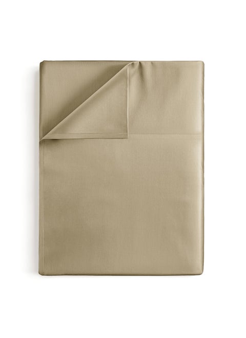 Full 400 Thread Count 100% Cotton Flat Sheet - Comfortable  Cooling & Breathable Cotton - Top Flat Sheet Only - Luxury Hotel Quality Bedding - Extra Soft and Comfy - Easy Care  Wrinkle Free - Beige