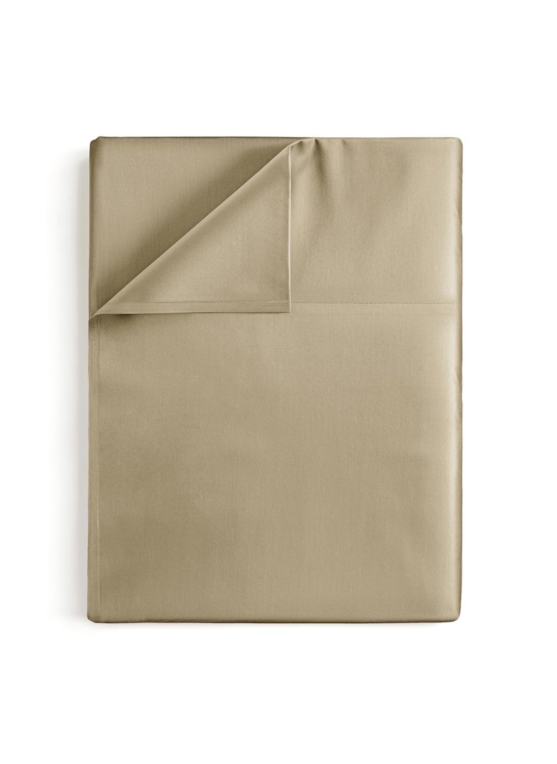 Full 400 Thread Count 100% Cotton Flat Sheet - Comfortable  Cooling & Breathable Cotton - Top Flat Sheet Only - Luxury Hotel Quality Bedding - Extra Soft and Comfy - Easy Care  Wrinkle Free - Beige