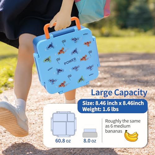 Norxely Bento Box for Kids with Thermos, [Large Capacity] Insulated Kids Lunch Box with 4 Compartment for Ages 3+, Drop-Proof & Dishwasher Safe Lunchbox Container Blue - Image 4