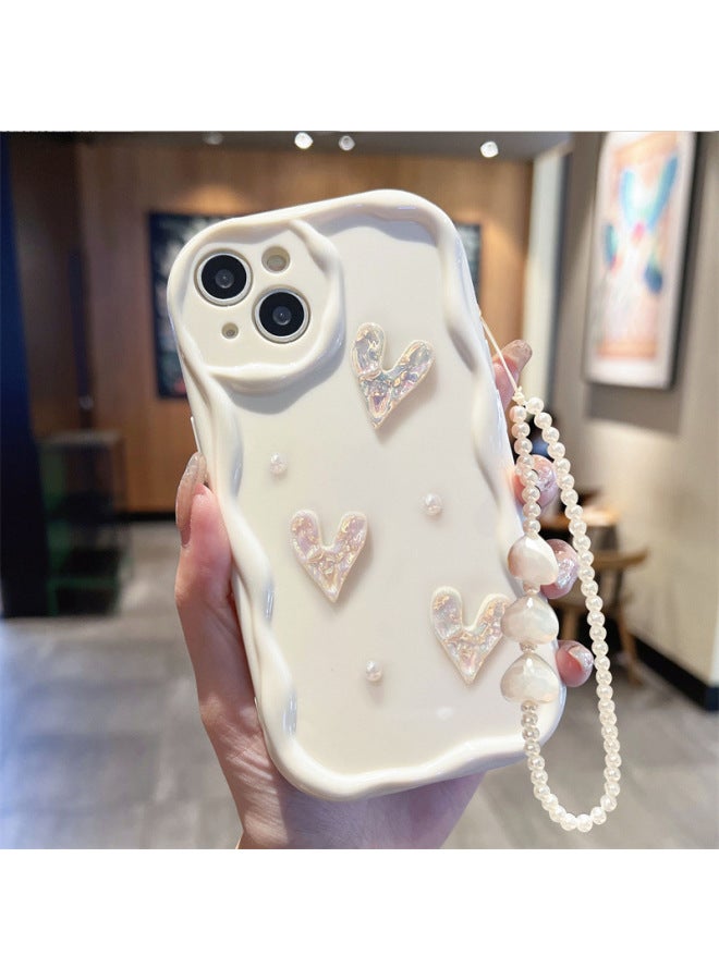 Three-dimensional Wave Edge For Apple 16pro Love Pearl Phone Case Iphonex/12 All-inclusive Tpu Protective Case