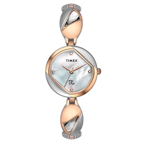 TIMEX Fria Analog Watch for Women with Mother of Pearl Round Dial & Two Tone Brass Bracelet Band Water Resistant Women's Wrist Watches - TWEL16301 - Image 1
