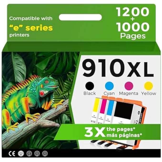 910XL INK CARTRIDGES BLACK COLOR COMBO PACK FOR HP 910 XL COMPATIBLE FOR HP910 4-PACK HP910XL FOR OFFICEJET PRO 8020 8015E 8025E 8028E 8020E 8025 8010 8028 8035 8015 8022 PRINTER CYAN MAGENTA YELLOW