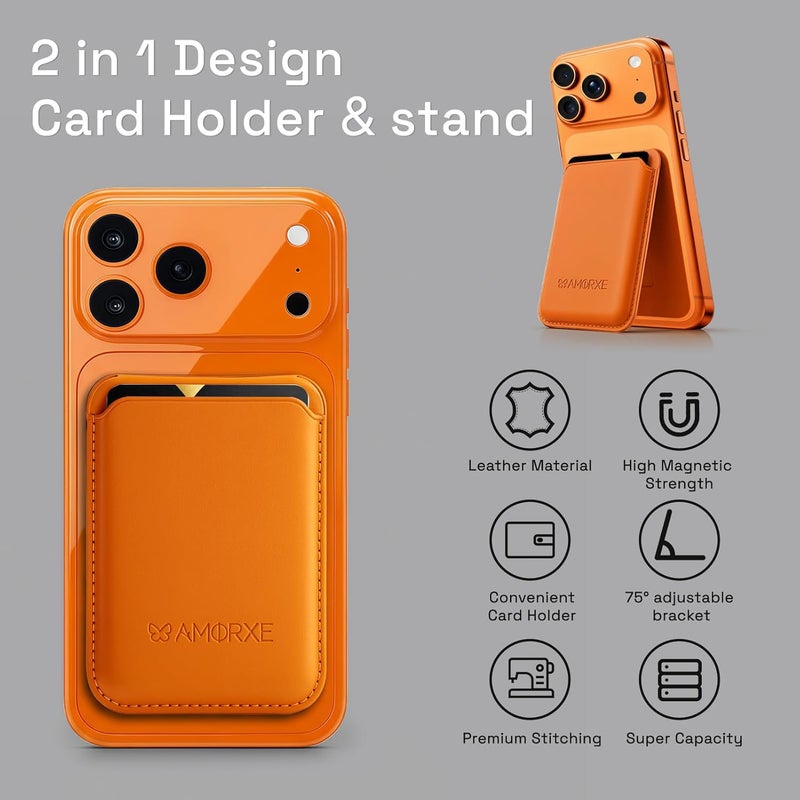 AMORXE MagSafe Wallet & Cardholder with Stand, Strong N52 Magnets, Slim Leather Design,Spring Clip Hold 1–3 Cards Securely,Compatible with iPhone 17/16/15/14/13/12 Series (Not 12/13 Mini), Shadow Lavender - Image 3