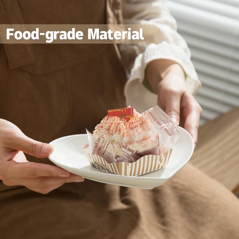 WUHOSTAM 75 Inch Porcelain Dessert Plates Set of 8 Snack Plate Heart Shaped Ceramic Small Serving Plates for Salad Appetizer Fruit  White - Image 2