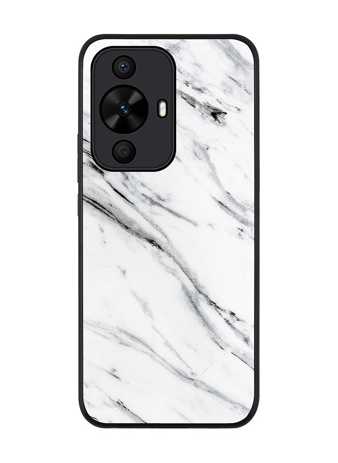 Stylizedd Rugged Black edge case for Huawei nova 12s / Huawei nova 11/ Huawei nova 12 Lite 4G, Slim fit Flexible Anti Drop Thin Cover - Marble Print Grey White  - Image 1